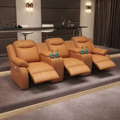 Three-seat and 2 middle console video room private cinema sofa luxury, all-electric stretching function