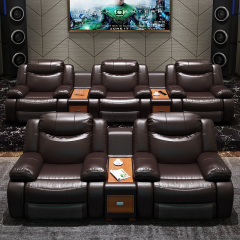Three-seat and 2 middle console video room private cinema sofa luxury, all-electric stretching function