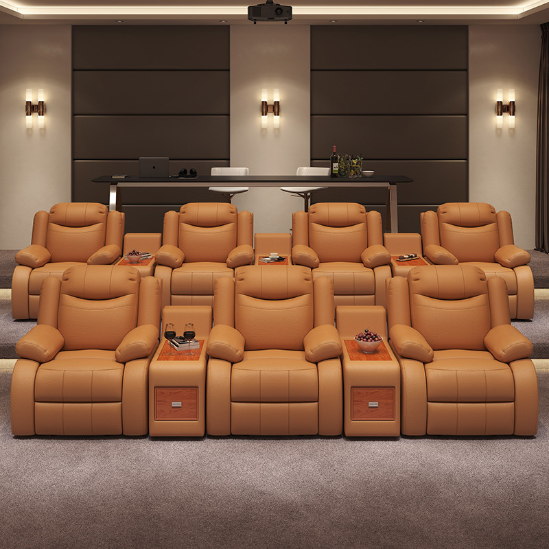 Three-seat and 2 middle console video room private cinema sofa luxury, all-electric stretching function