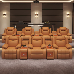 Three-seat and 2 middle console video room private cinema sofa luxury, all-electric stretching function