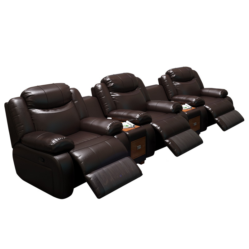Three-seat and 2 middle console video room private cinema sofa luxury, all-electric stretching function