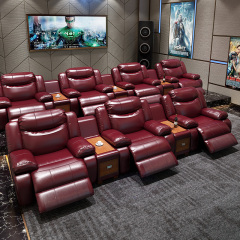 Three-seat and 2 middle console video room private cinema sofa luxury, all-electric stretching function