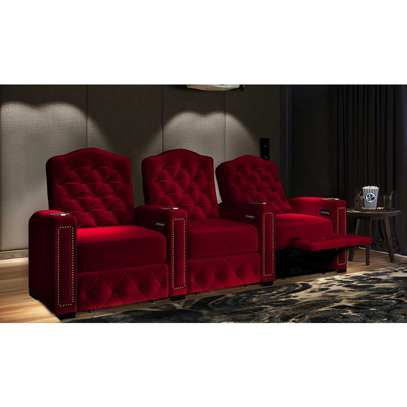 Three-seat video room private cinema sofa luxury, all-electric stretching function