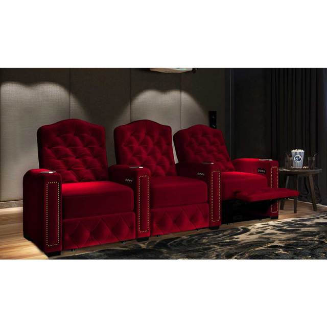 Three-seat video room private cinema sofa luxury, all-electric stretching function
