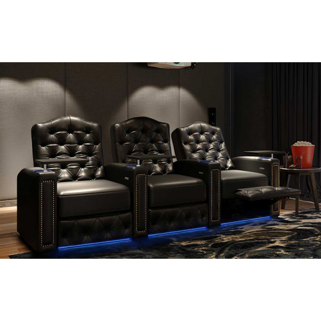 Three-seat video room private cinema sofa luxury, all-electric stretching function