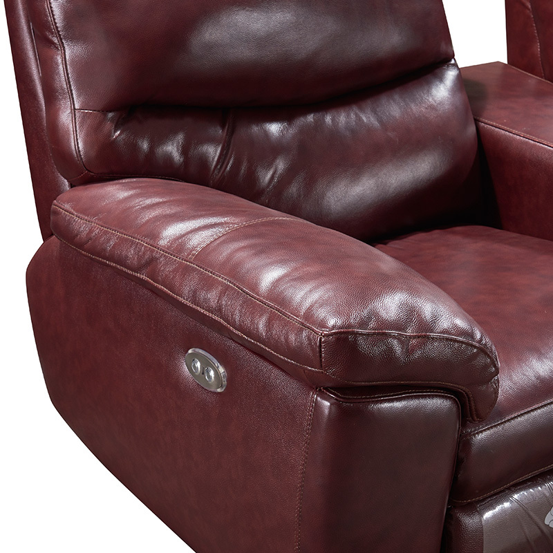 Contact surface cowhide three-seat and 2 middle console arc design video room private cinema sofa luxury, all-electric stretching function