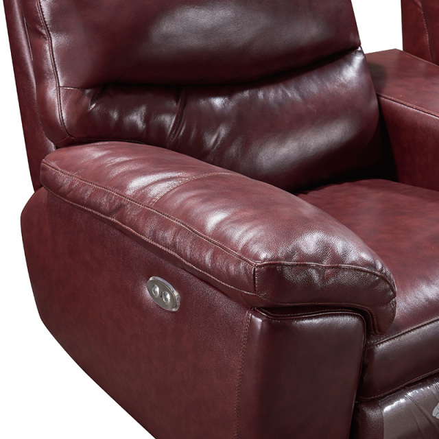 Contact surface cowhide three-seat and 2 middle console arc design video room private cinema sofa luxury, all-electric stretching function