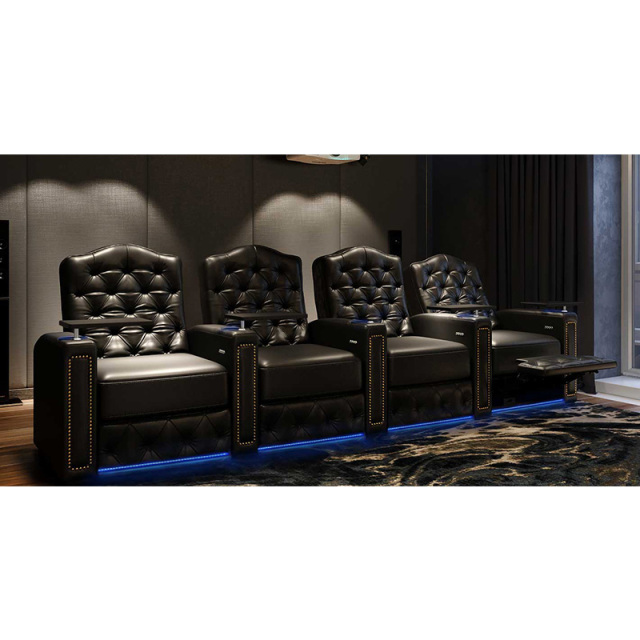 Four-seat video room private cinema sofa luxury, all-electric stretching function