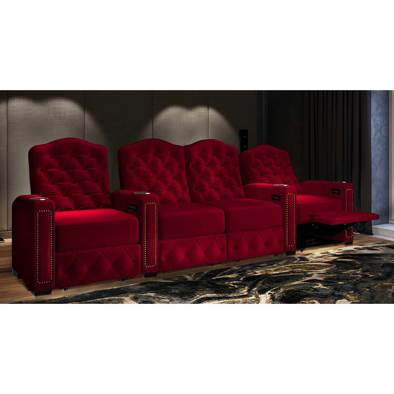 Four-seat video room private cinema sofa luxury, all-electric stretching function