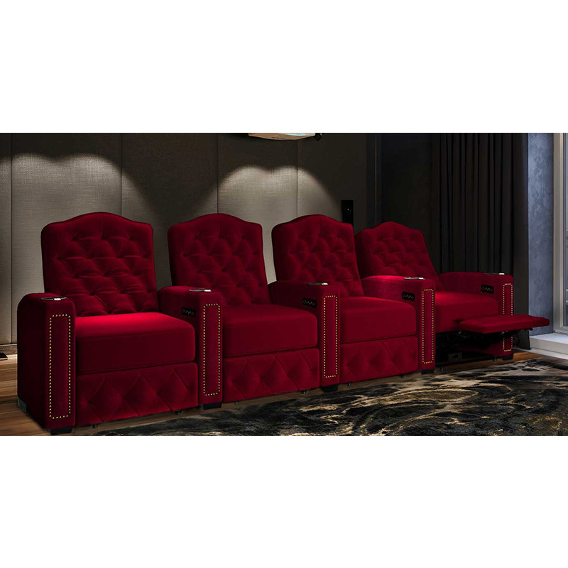 Four-seat video room private cinema sofa luxury, all-electric stretching function
