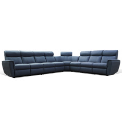 Contact surface cowhide seven-seat and corner seat arc design video room private cinema sofa luxury, all-electric stretching function