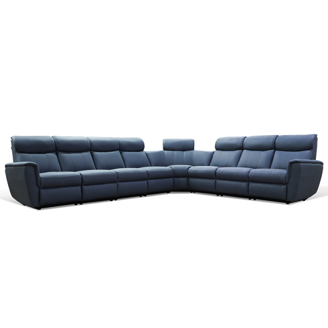 Contact surface cowhide seven-seat and corner seat arc design video room private cinema sofa luxury, all-electric stretching function