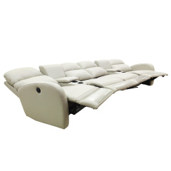 Contact surface cowhide four-seat and 2 middle console arc design video room private cinema sofa luxury, all-electric stretching function