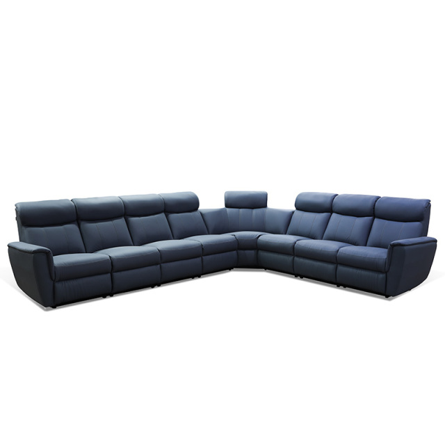 Contact surface cowhide seven-seat and corner seat arc design video room private cinema sofa luxury, all-electric stretching function