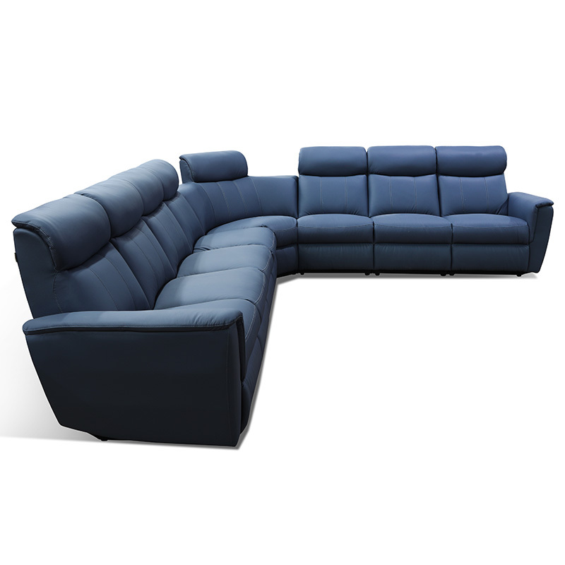 Contact surface cowhide seven-seat and corner seat arc design video room private cinema sofa luxury, all-electric stretching function