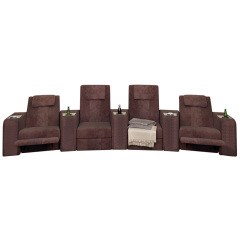 Contact surface cowhide four-seat and 3 middle console arc design video room private cinema sofa luxury, all-electric stretching function