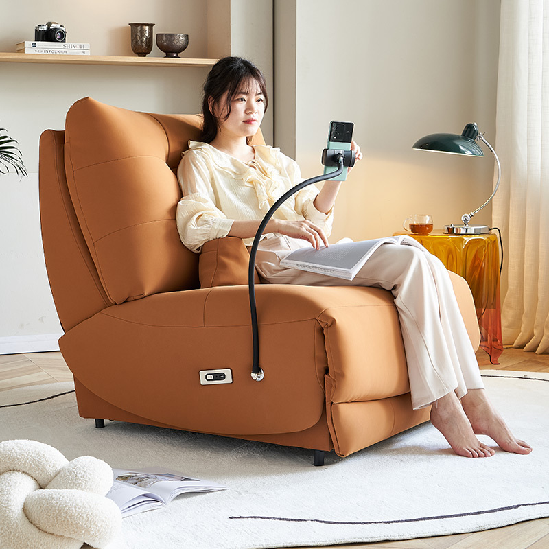 Contact surface cowhide fabric comfortable double mute motor electric leisure chair, small multi-functional sofa recliner for home
