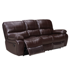 Electric multi-functional retractable sofa, cowhide sofa living room furniture in line combination, three seat sofa