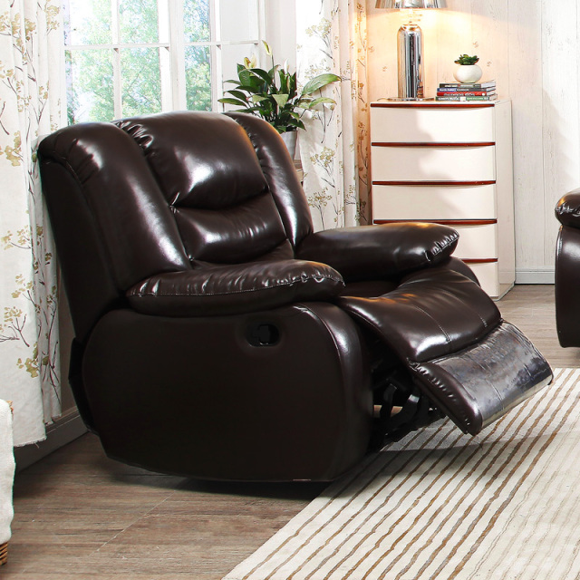 Electric multi-functional retractable sofa, cowhide sofa living room furniture in line combination, three seat sofa and single seat sofa
