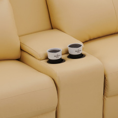 Electric multi-functional retractable sofa, cowhide sofa living room furniture in line combination, three seat sofa and chaise and middle console