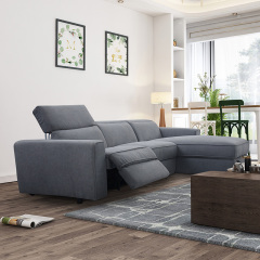 Electric multi-functional retractable sofa,leathaire fabrics sofa living room furniture in line combination, two seat sofa and chaise