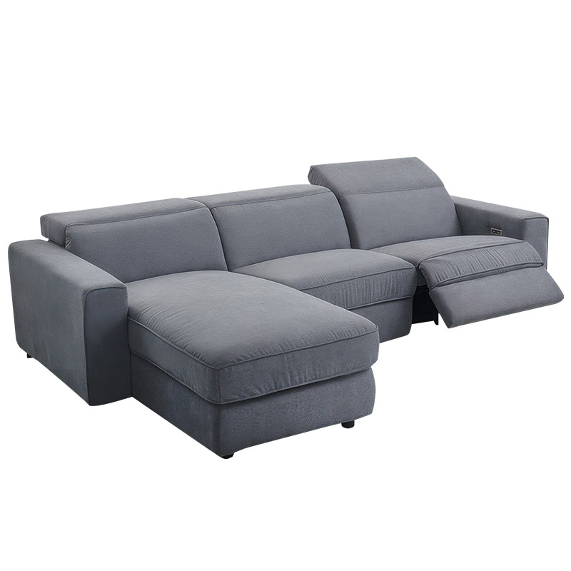 Electric multi-functional retractable sofa,leathaire fabrics sofa living room furniture in line combination, two seat sofa and chaise
