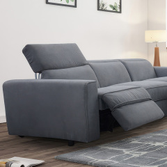 Electric multi-functional retractable sofa,leathaire fabrics sofa living room furniture in line combination, two seat sofa and chaise