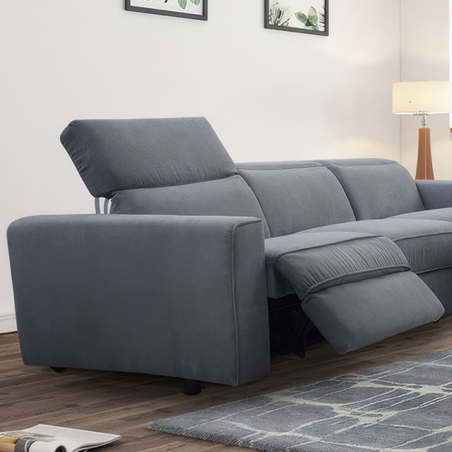 Electric multi-functional retractable sofa,leathaire fabrics sofa living room furniture in line combination, two seat sofa and chaise