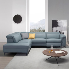 Electric multi-functional retractable sofa, cowhide sofa living room furniture in line combination, two seat sofa and corner seat and chaise
