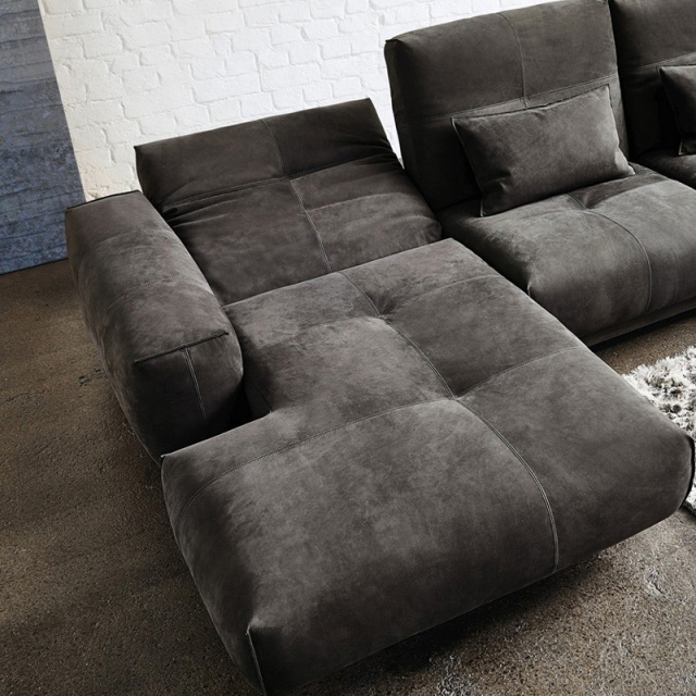 Electric multi-functional retractable sofa,leathaire fabrics sofa living room furniture in line combination, two seat sofa and chaise and Square stool