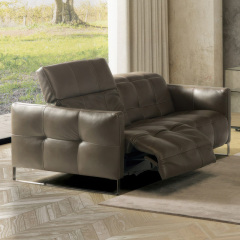 Electric multi-functional retractable sofa, cowhide sofa living room furniture in line combination, two seat sofa