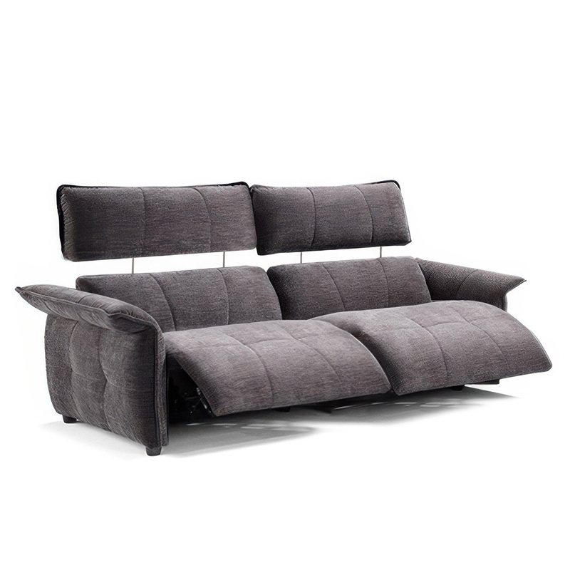 Electric multi-functional retractable sofa,leathaire fabrics sofa living room furniture in line combination, two seat sofa