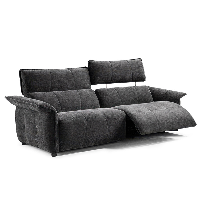 Electric multi-functional retractable sofa,leathaire fabrics sofa living room furniture in line combination, two seat sofa
