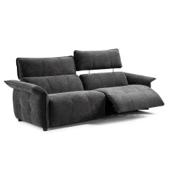 Electric multi-functional retractable sofa,leathaire fabrics sofa living room furniture in line combination, two seat sofa