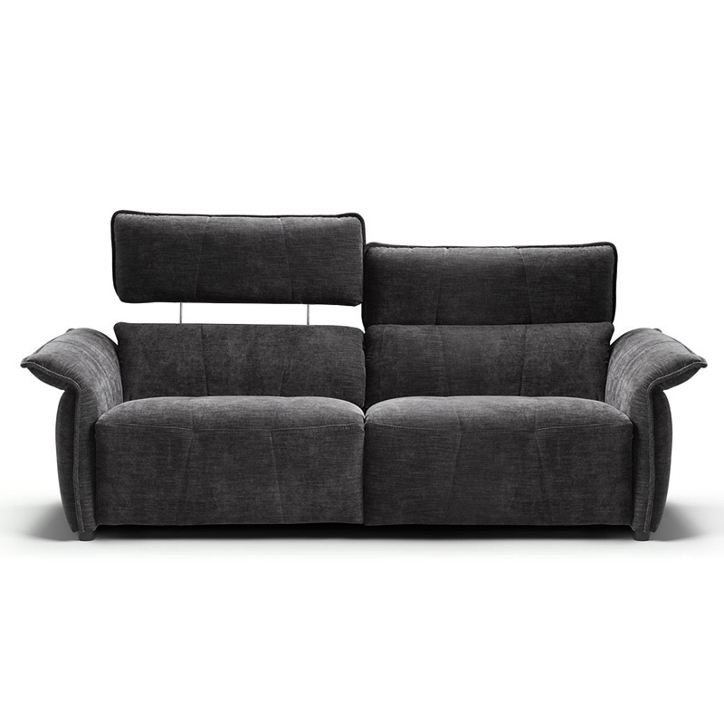 Electric multi-functional retractable sofa,leathaire fabrics sofa living room furniture in line combination, two seat sofa