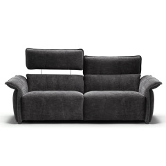 Electric multi-functional retractable sofa,leathaire fabrics sofa living room furniture in line combination, two seat sofa