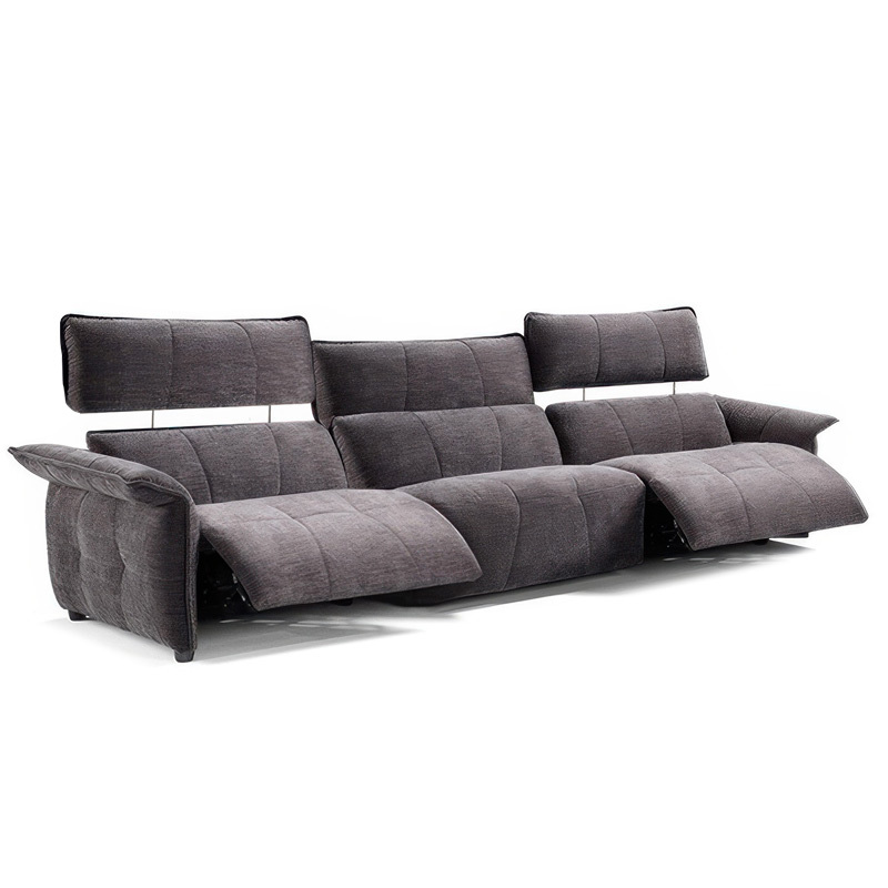 Electric multi-functional retractable sofa, leathaire fabrics sofa living room furniture in line combination, three seat sofa
