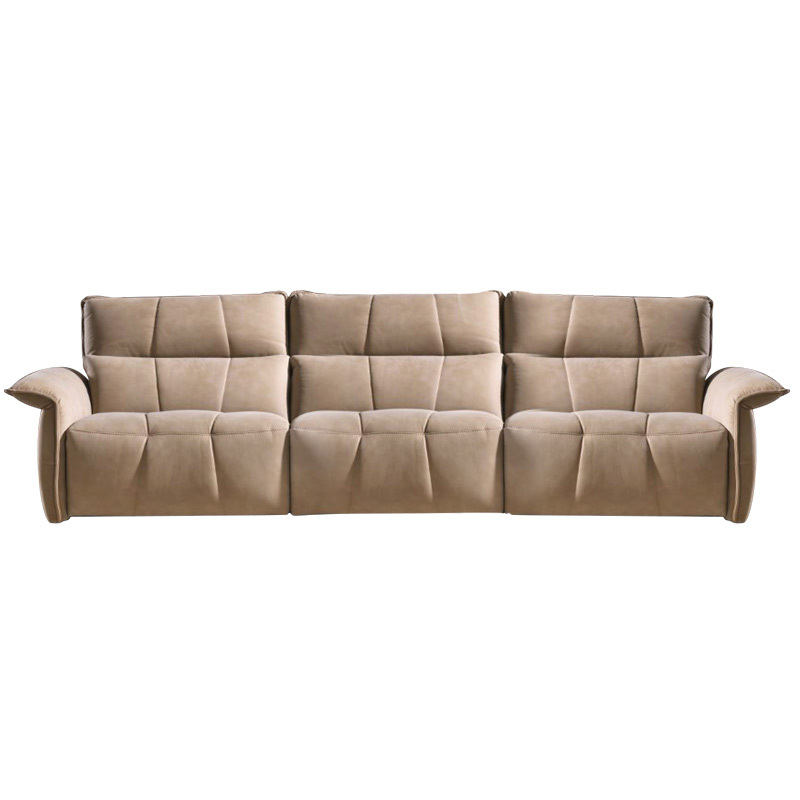 Electric multi-functional retractable sofa, leathaire fabrics sofa living room furniture in line combination, three seat sofa