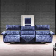 Electric multi-functional retractable sofa, leathaire fabrics sofa living room furniture in line combination, three seat sofa