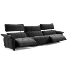 Electric multi-functional retractable sofa, leathaire fabrics sofa living room furniture in line combination, three seat sofa