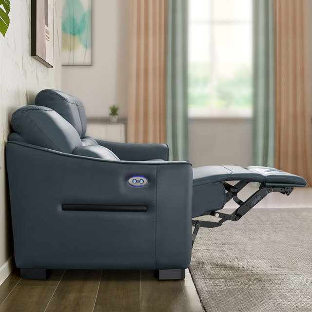 Electric multi-functional retractable sofa, cowhide sofa living room furniture in line combination, three seat sofa and single seat sofa
