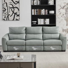 Electric multi-functional retractable sofa, cowhide sofa living room furniture in line combination, three seat sofa