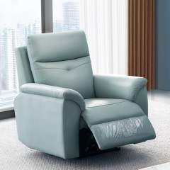 Electric multi-functional retractable sofa, cowhide sofa living room furniture in line combination, three seat sofa and single seat sofa