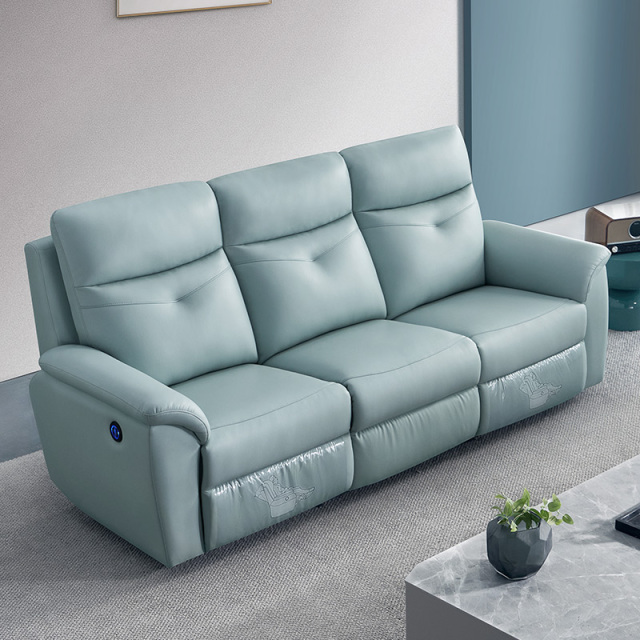 Electric multi-functional retractable sofa, cowhide sofa living room furniture in line combination, two seat sofa