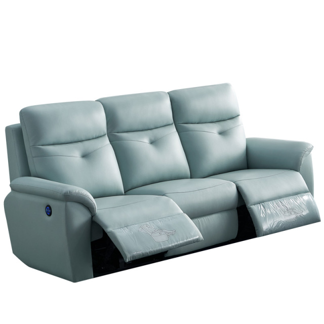 Electric multi-functional retractable sofa, cowhide sofa living room furniture in line combination, two seat sofa