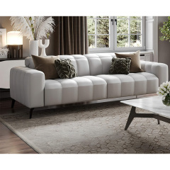 Electric multi-functional retractable sofa, cowhide sofa living room furniture in line combination, two seat sofa