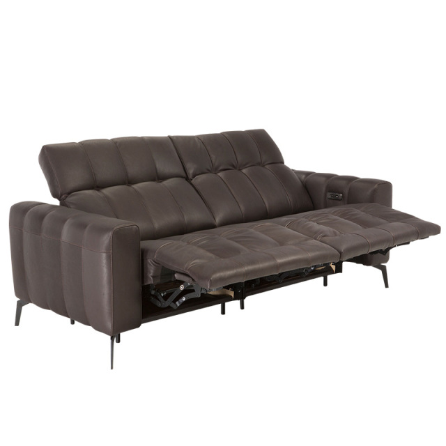 Electric multi-functional retractable sofa, cowhide sofa living room furniture in line combination, two seat sofa