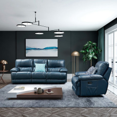 Electric multi-functional retractable sofa, cowhide sofa living room furniture in line combination, two seat sofa