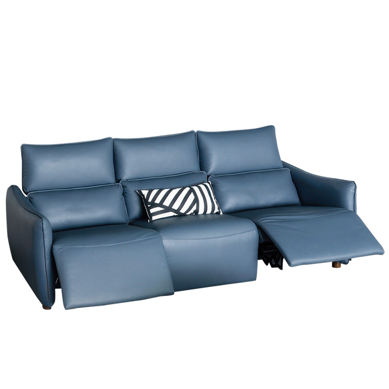 Electric multi-functional retractable sofa, cowhide sofa living room furniture in line combination, two seat sofa