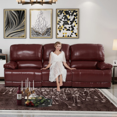 Electric multi-functional retractable sofa, cowhide sofa living room furniture in line combination, two seat sofa